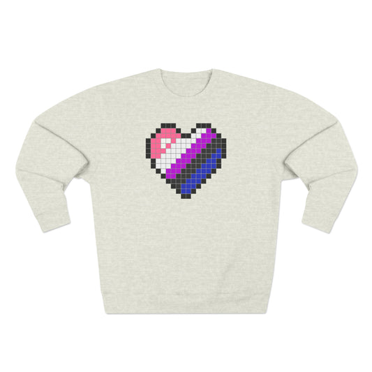 8 Bit Genderfluid Heart Crewneck Sweatshirt - The Inclusive Collective