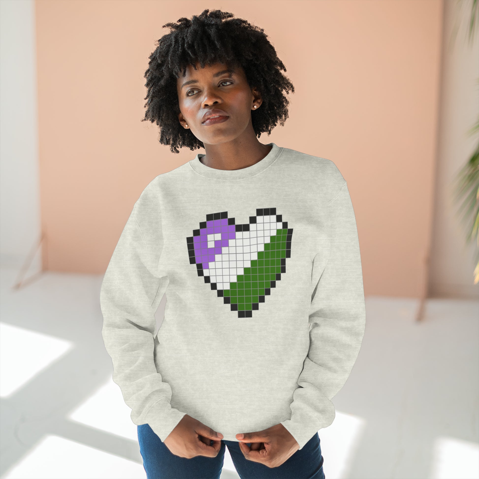 8 Bit Genderqueer Heart Crewneck Sweatshirt - The Inclusive Collective