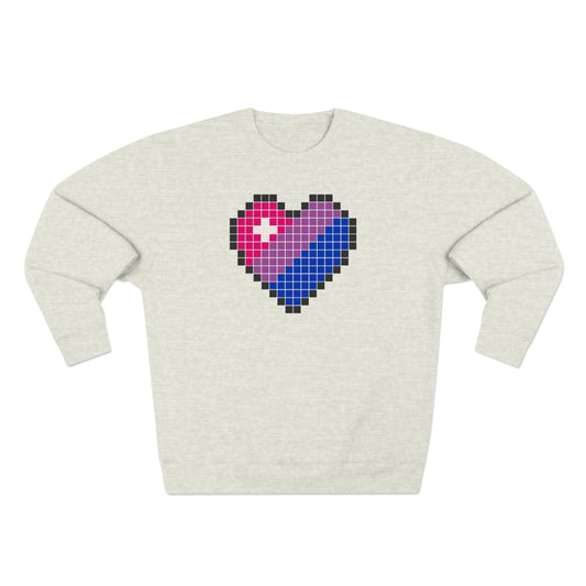 8 Bit Bi Heart Crewneck Sweatshirt - The Inclusive Collective