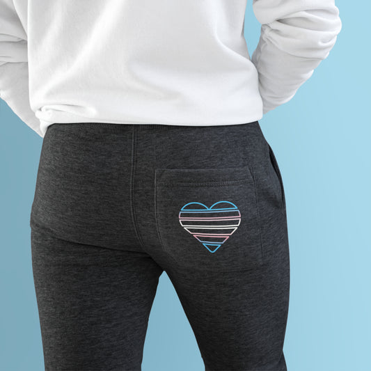 Unisex Trans Electric Heart Fleece Joggers - The Inclusive Collective