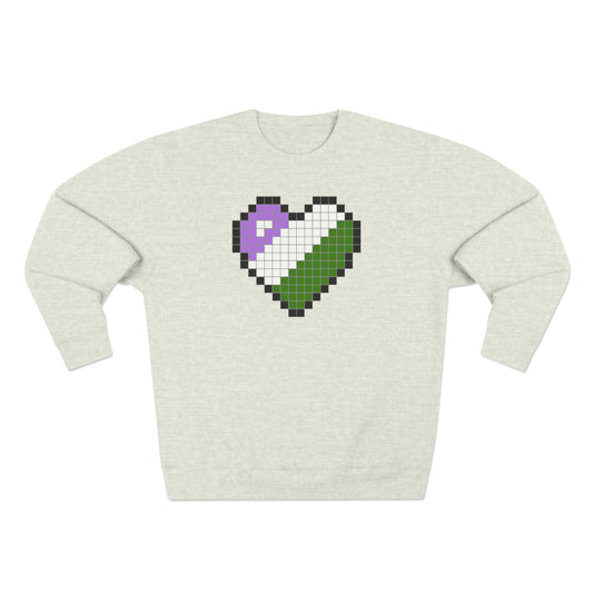 8 Bit Genderqueer Heart Crewneck Sweatshirt - The Inclusive Collective