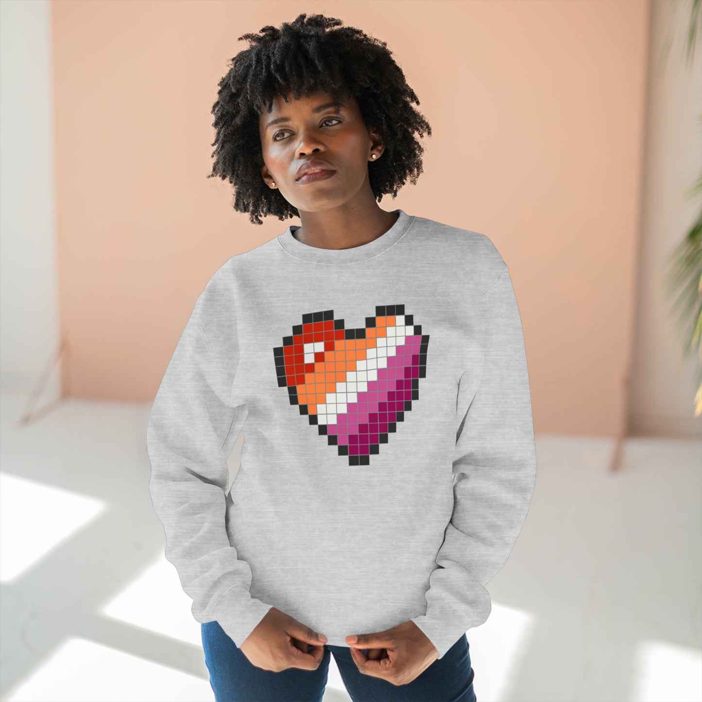8 Bit Lesbian Heart Crewneck Sweatshirt - The Inclusive Collective