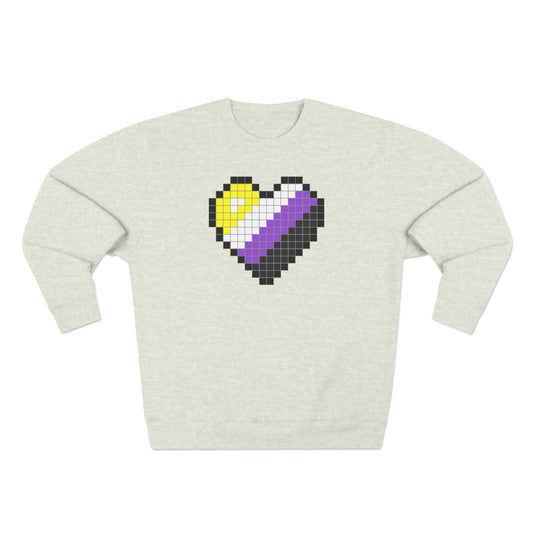 8 Bit Nonbinary Heart Crewneck Sweatshirt - The Inclusive Collective