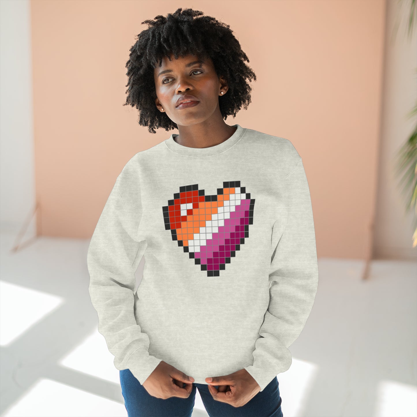 8 Bit Lesbian Heart Crewneck Sweatshirt - The Inclusive Collective