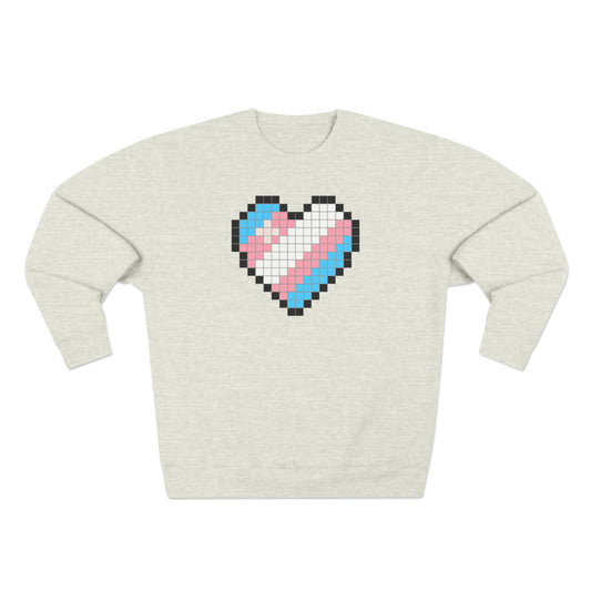 8 Bit Trans Heart Crewneck Sweatshirt - The Inclusive Collective