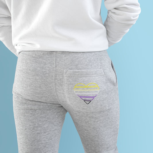 Unisex Nonbinary Electric Heart Fleece Joggers - The Inclusive Collective