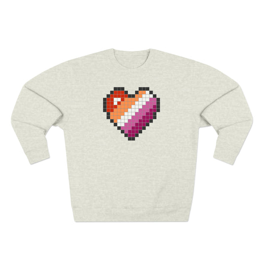 8 Bit Lesbian Heart Crewneck Sweatshirt - The Inclusive Collective