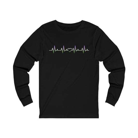 Unisex Genderqueer Heartbeat Long Sleeve Tee - The Inclusive Collective