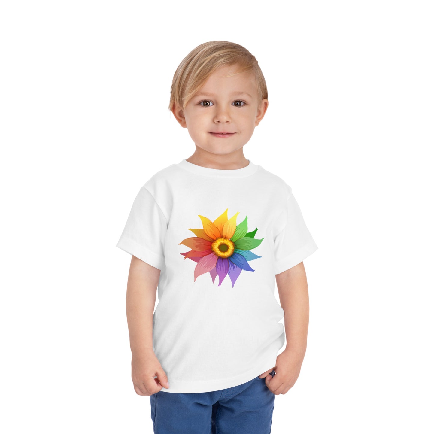 Toddler Short Sleeve Rainbow Flower Tee