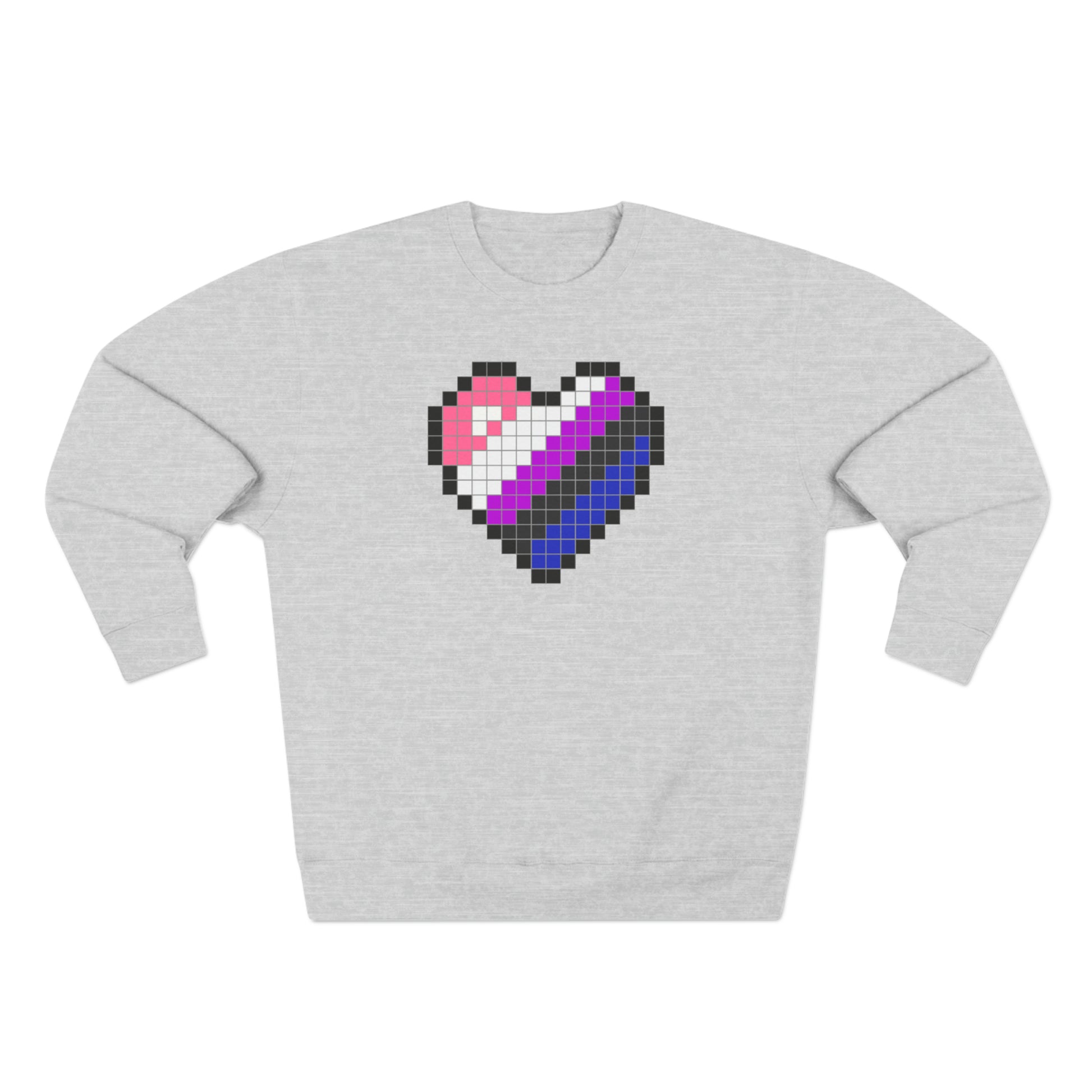 8 Bit Genderfluid Heart Crewneck Sweatshirt - The Inclusive Collective