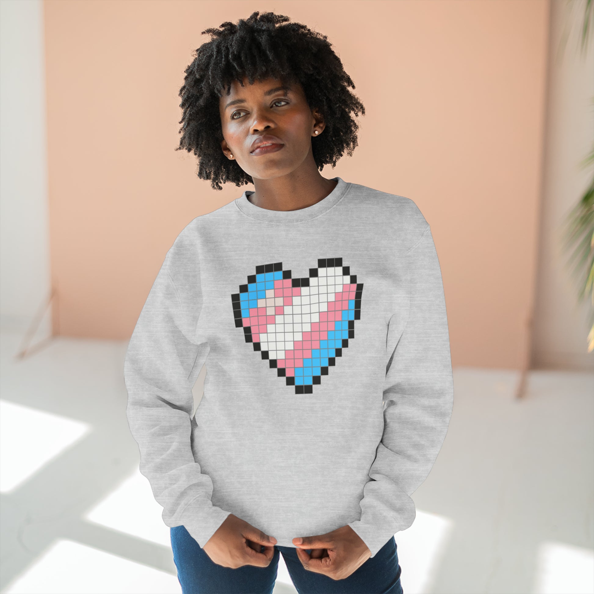 8 Bit Trans Heart Crewneck Sweatshirt - The Inclusive Collective