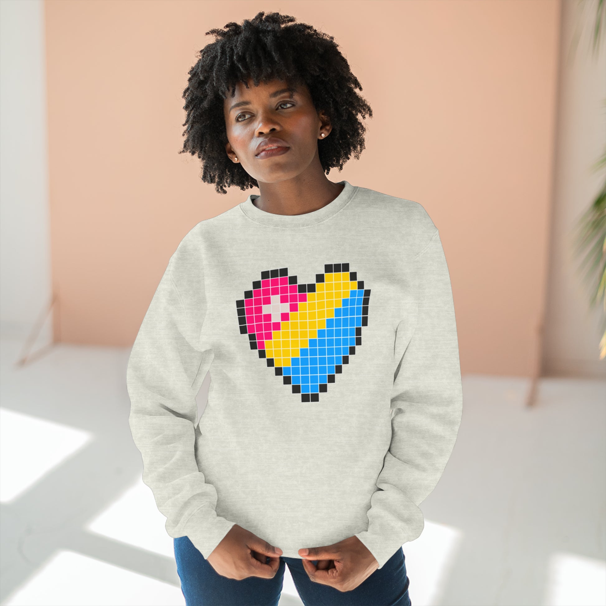 8 Bit Pan Heart Crewneck Sweatshirt - The Inclusive Collective