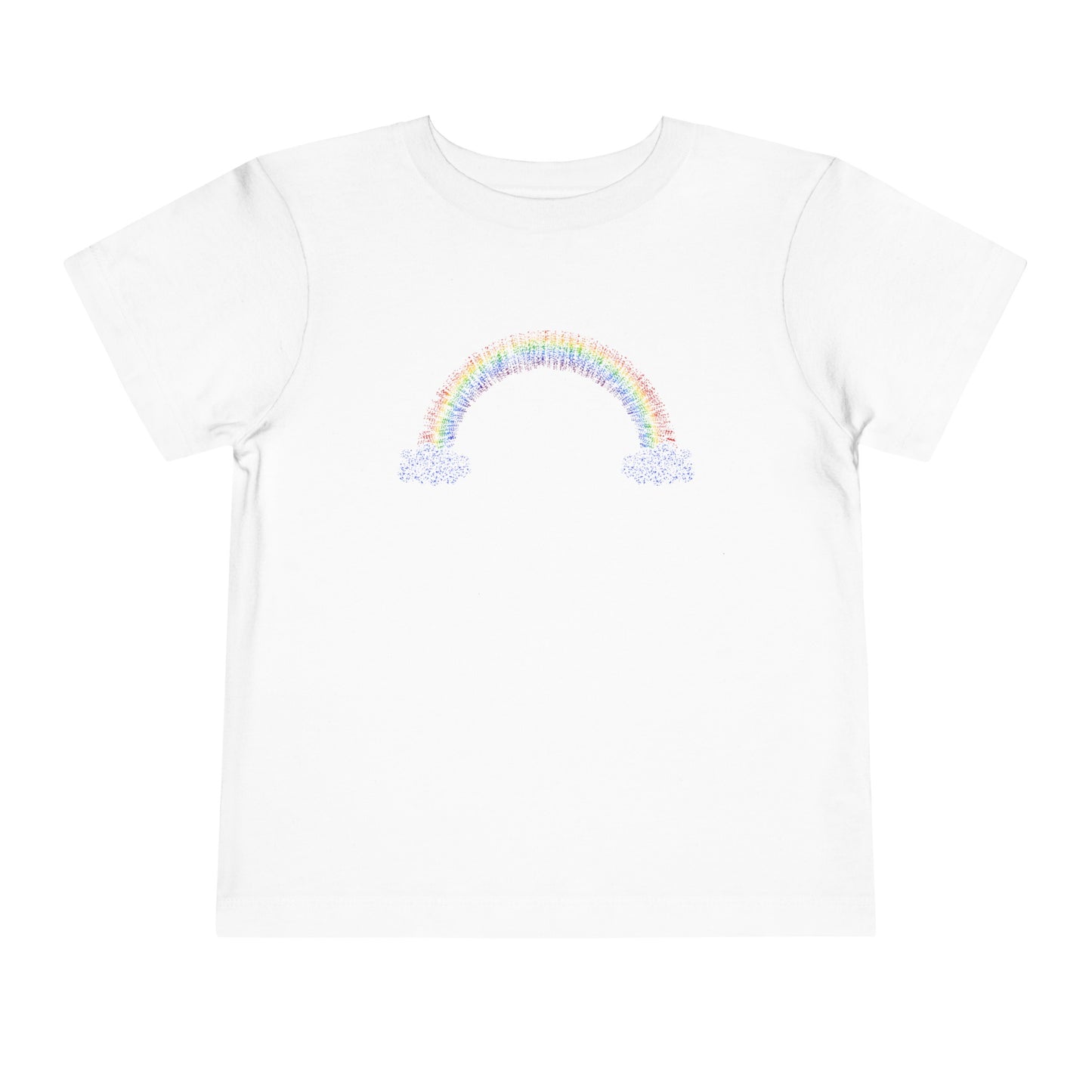 Toddler Short Sleeve Rainbow with Clouds Tee