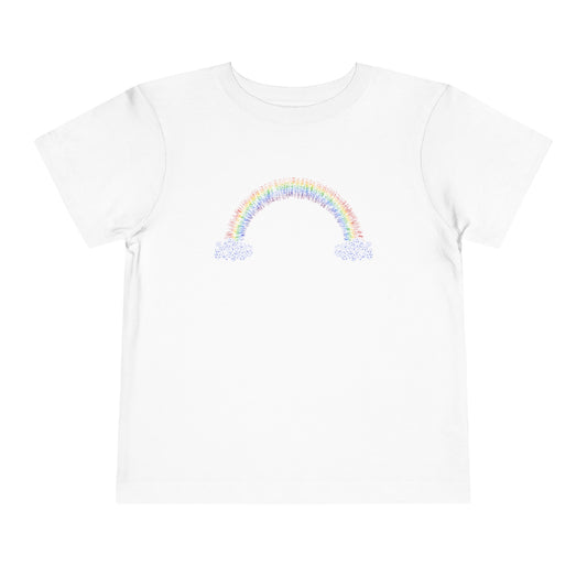 Toddler Short Sleeve Rainbow with Clouds Tee