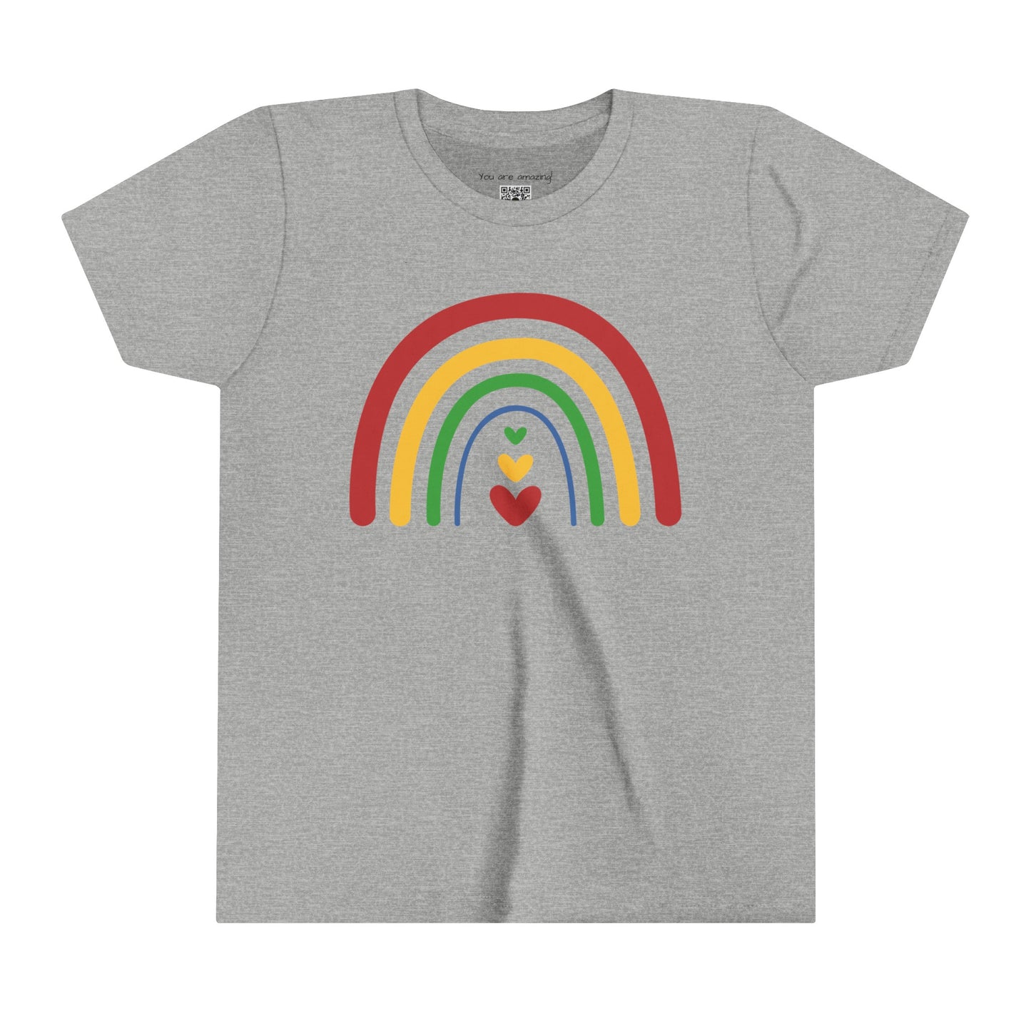 Youth Short Sleeve Rainbow with Hearts Tee