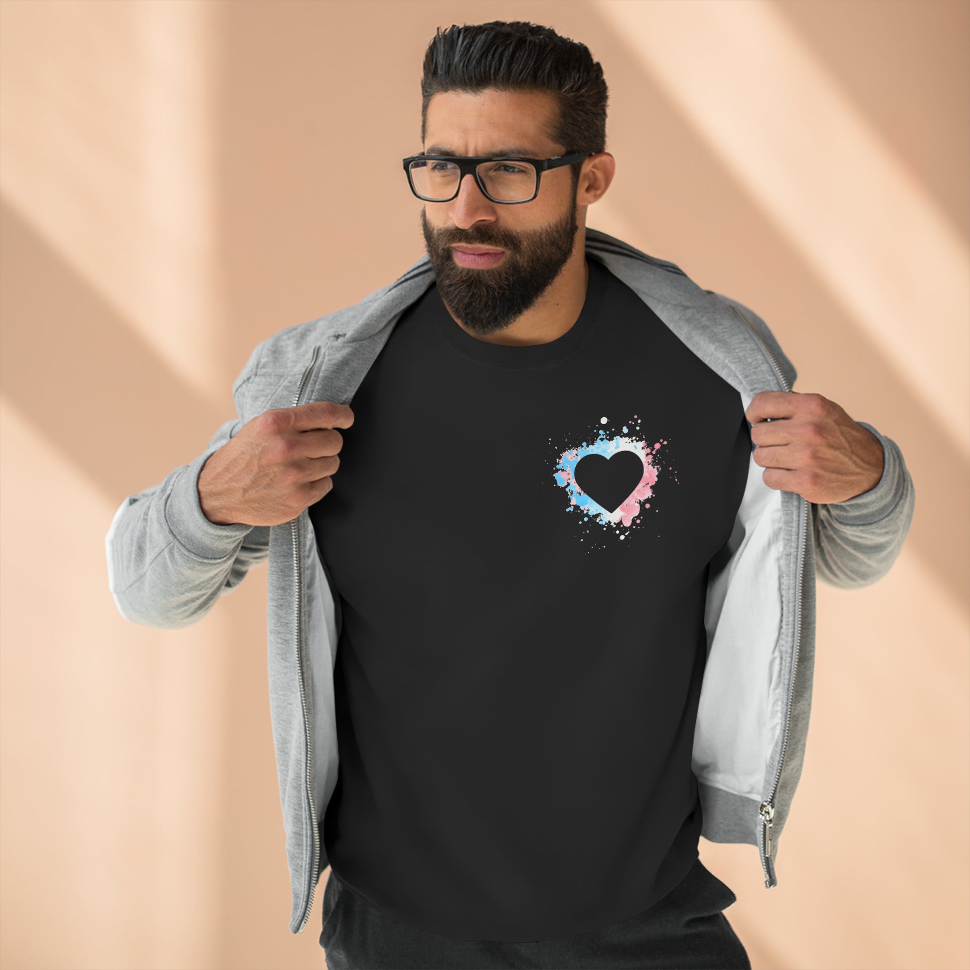 Simple Watercolor Trans Heart Sweatshirt - The Inclusive Collective