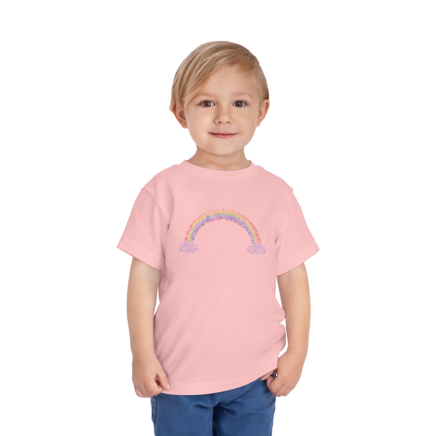 Toddler Short Sleeve Rainbow with Clouds Tee