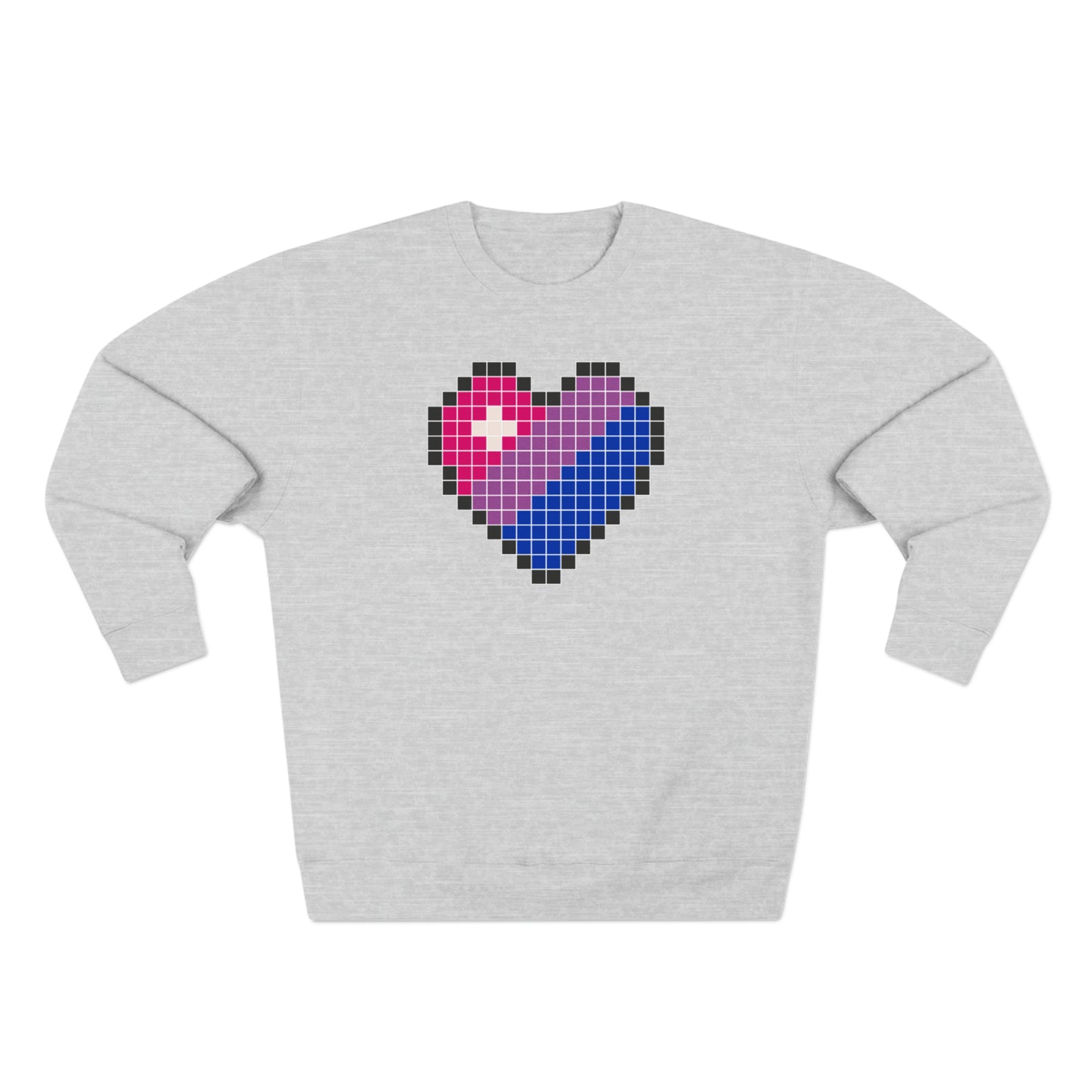 8 Bit Bi Heart Crewneck Sweatshirt - The Inclusive Collective