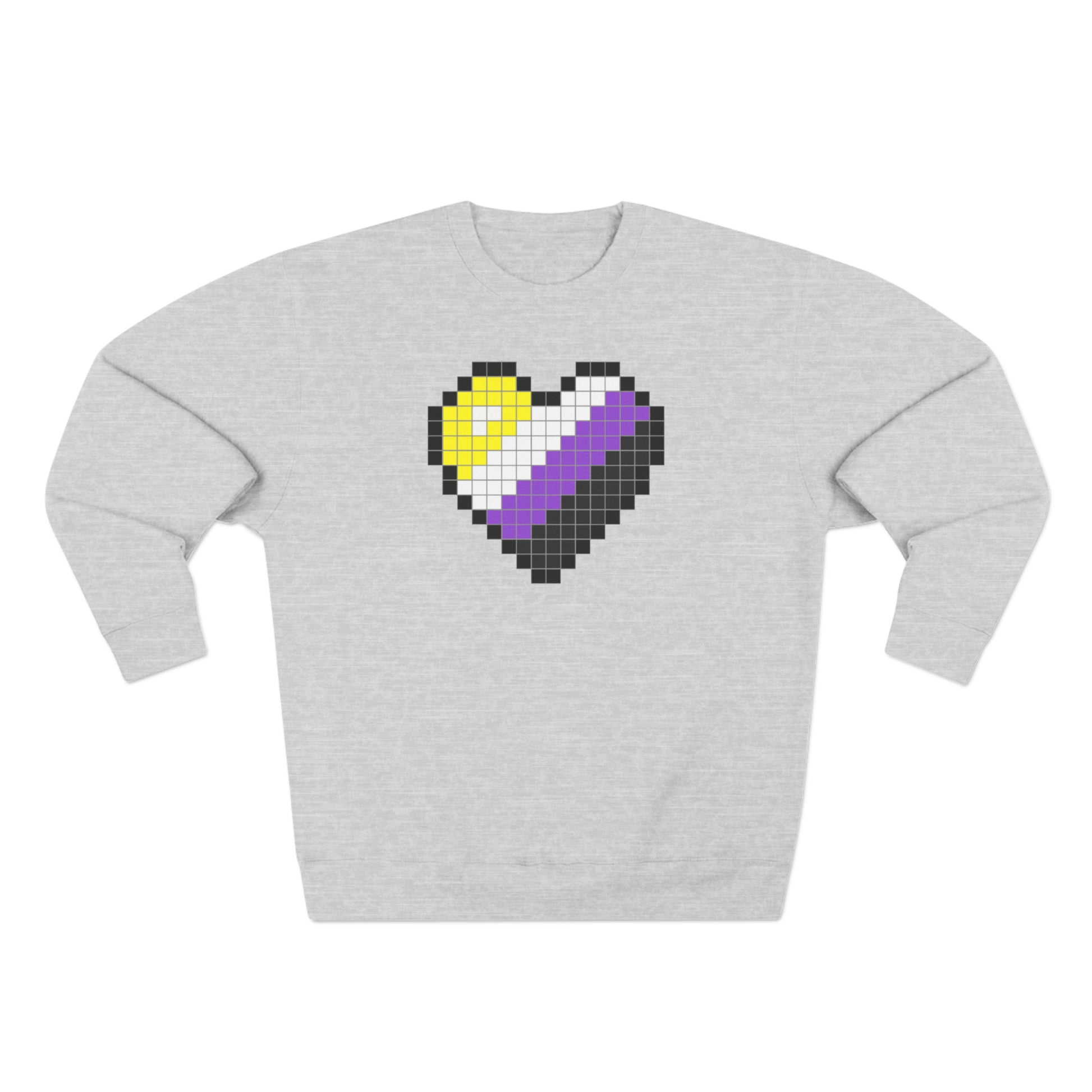 8 Bit Nonbinary Heart Crewneck Sweatshirt - The Inclusive Collective