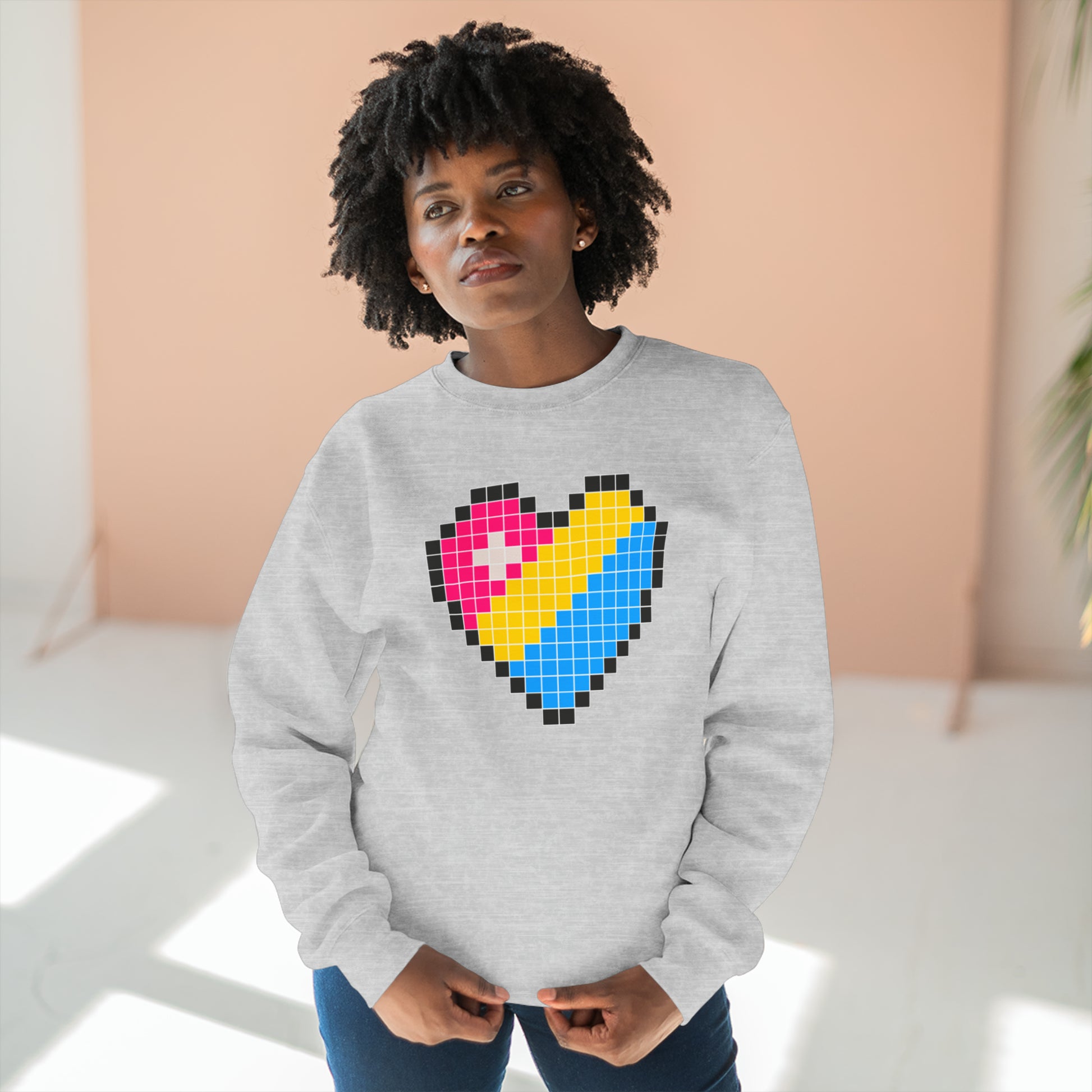 8 Bit Pan Heart Crewneck Sweatshirt - The Inclusive Collective