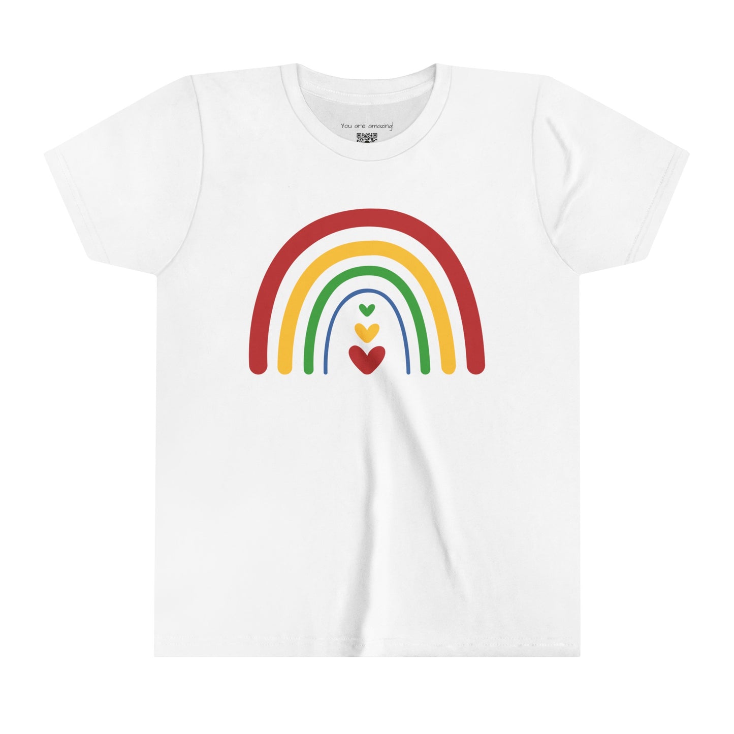 Youth Short Sleeve Rainbow with Hearts Tee