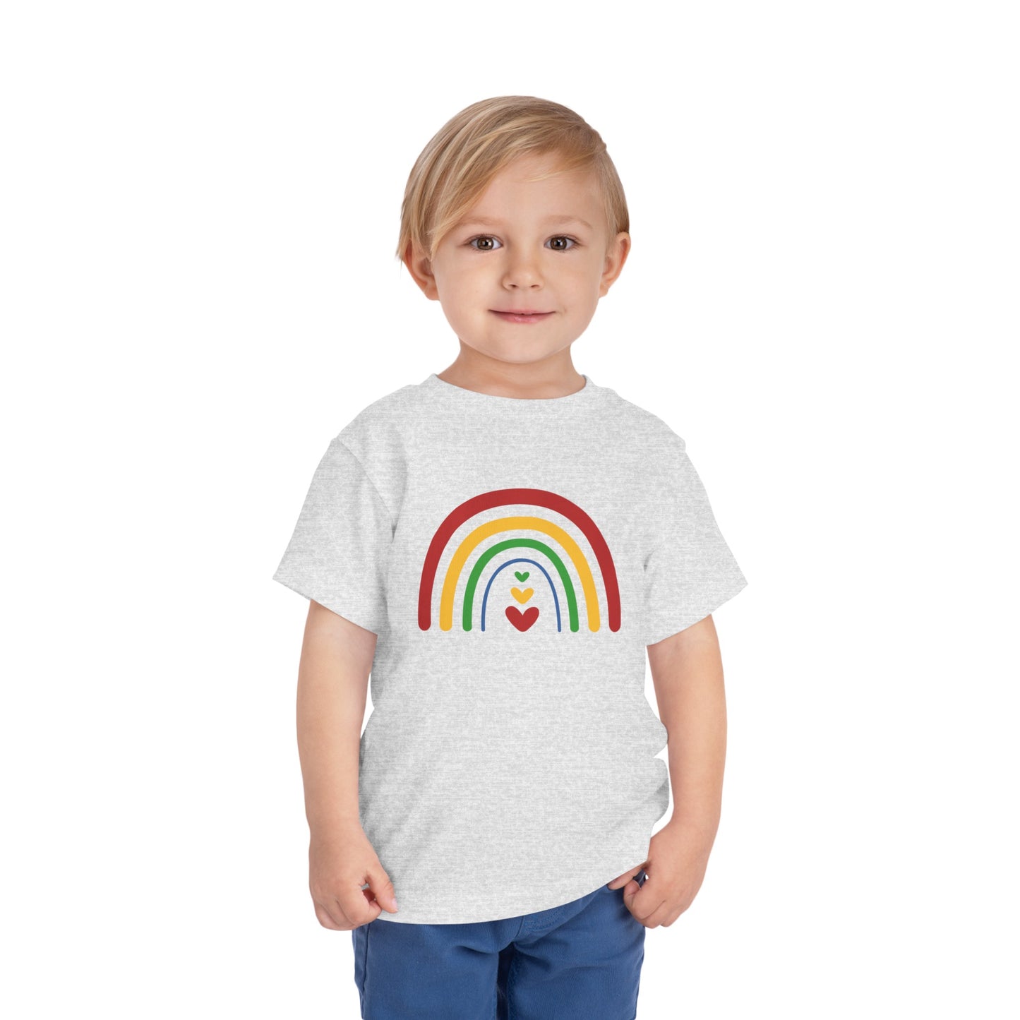 Toddler Short Sleeve Rainbow with Hearts Tee