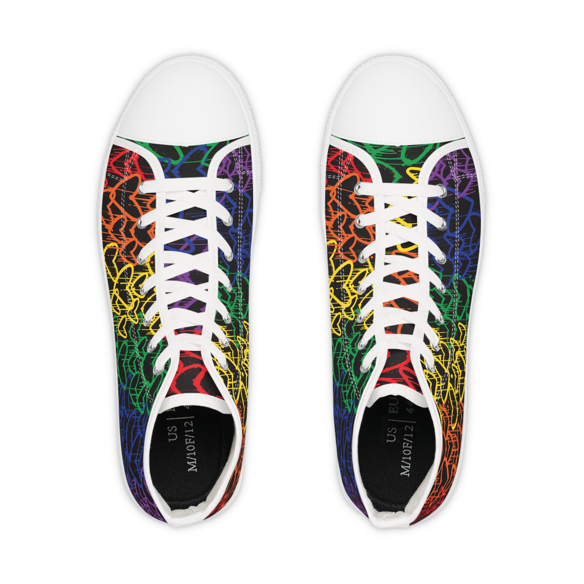 Rainbow Pride Graffiti Hearts High Top Sneakers - The Inclusive Collective