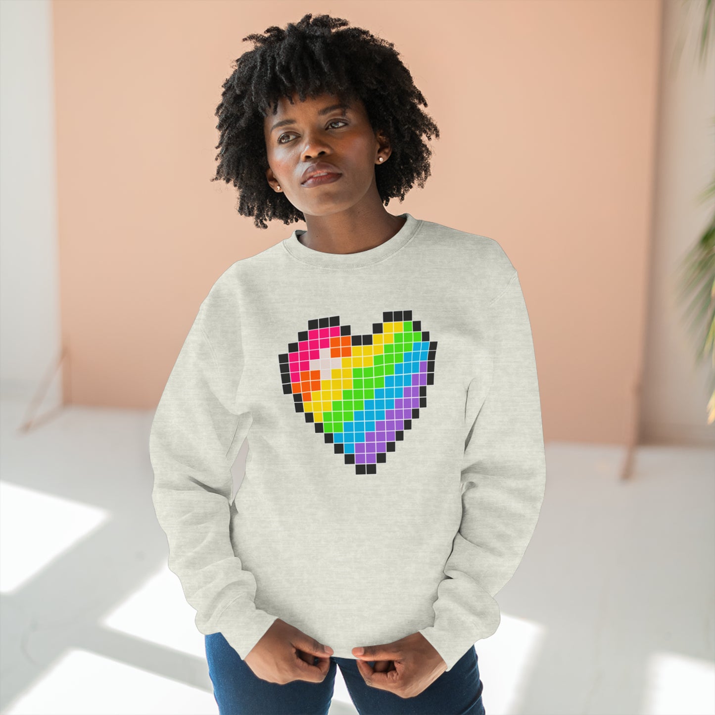 8 Bit Rainbow Heart Crewneck Sweatshirt - The Inclusive Collective