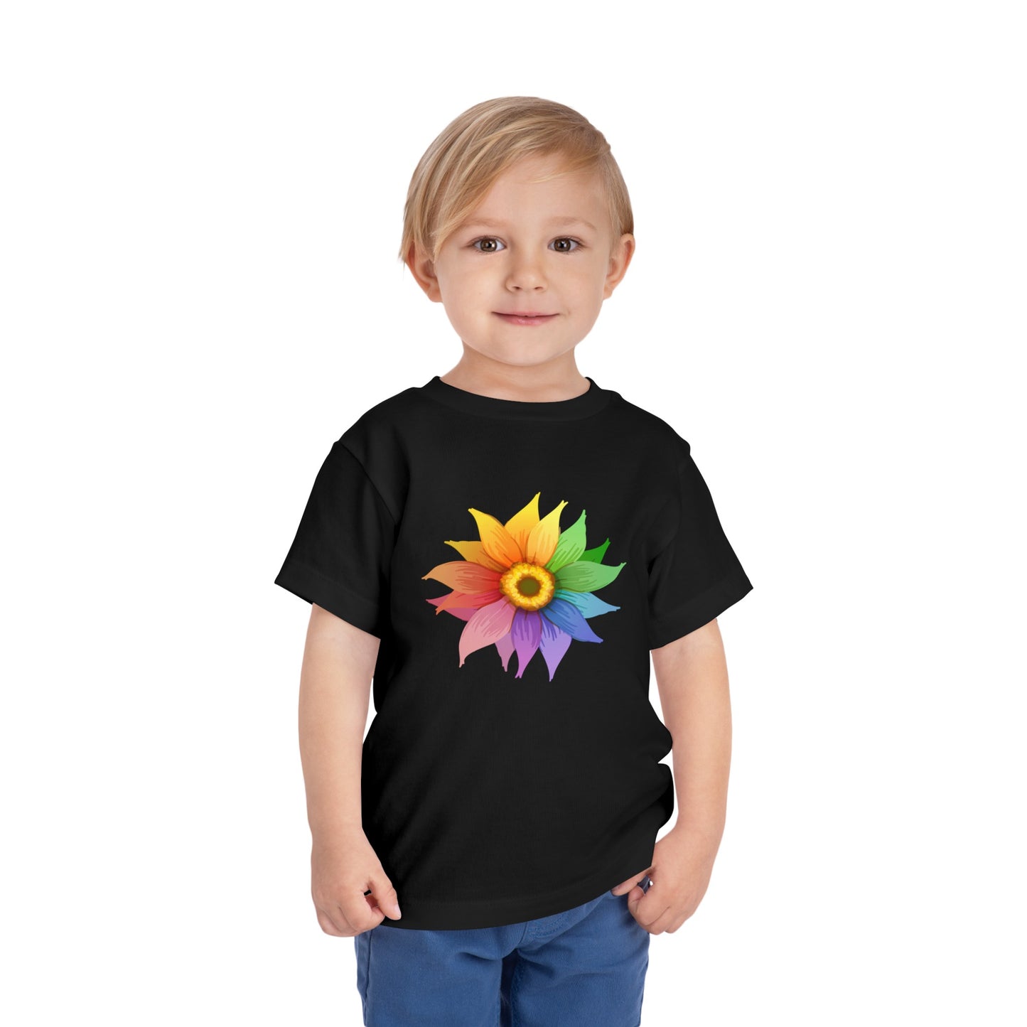 Toddler Short Sleeve Rainbow Flower Tee