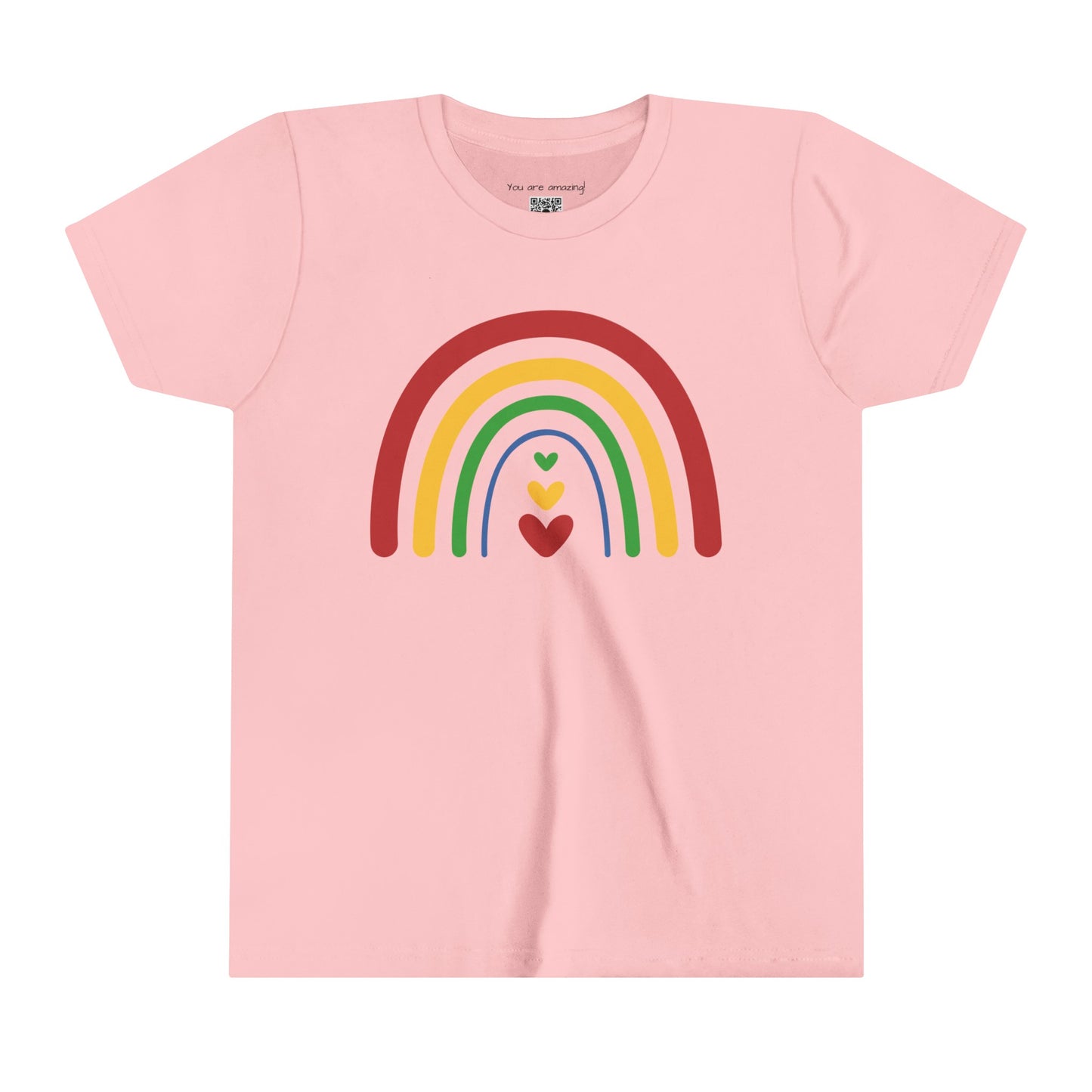 Youth Short Sleeve Rainbow with Hearts Tee