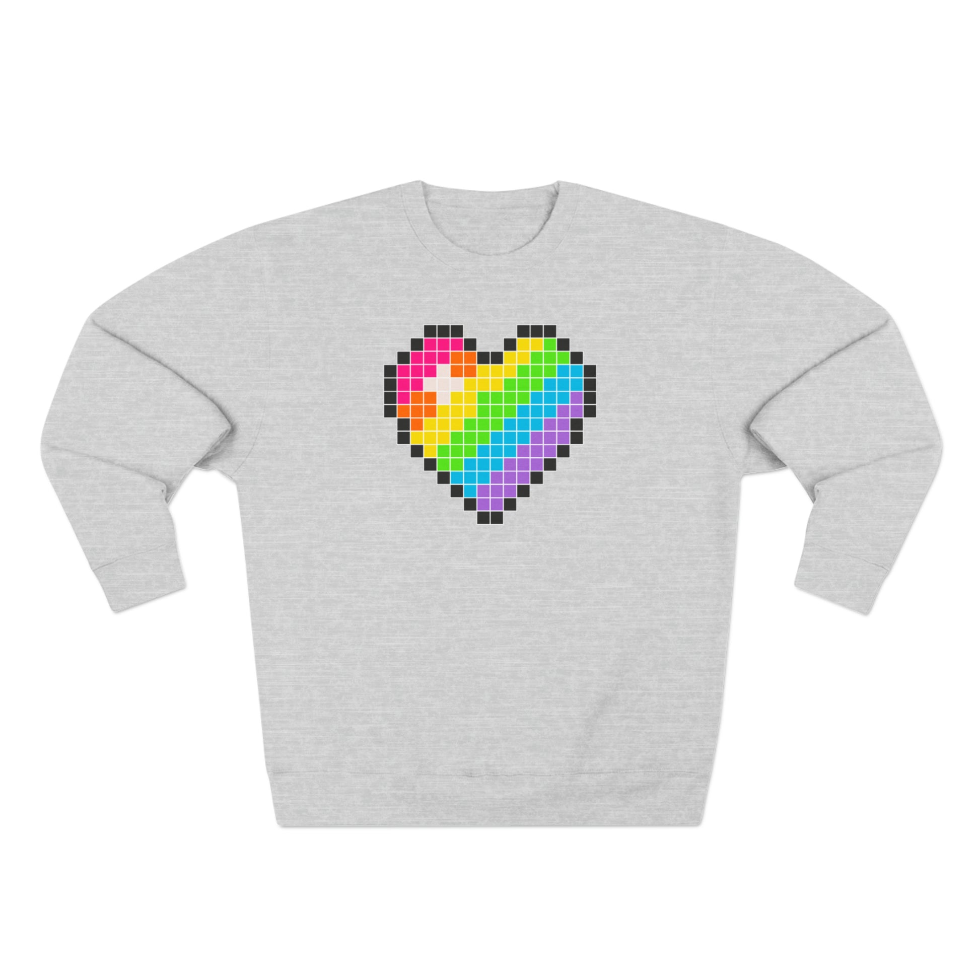 8 Bit Rainbow Heart Crewneck Sweatshirt - The Inclusive Collective