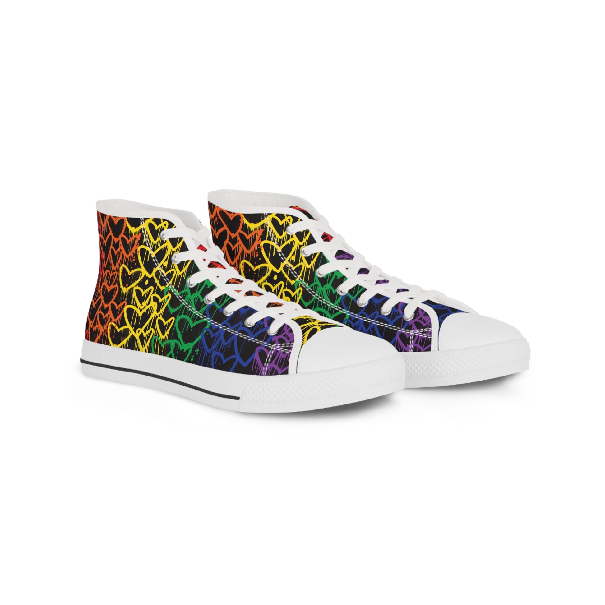 Rainbow Pride Graffiti Hearts High Top Sneakers - The Inclusive Collective