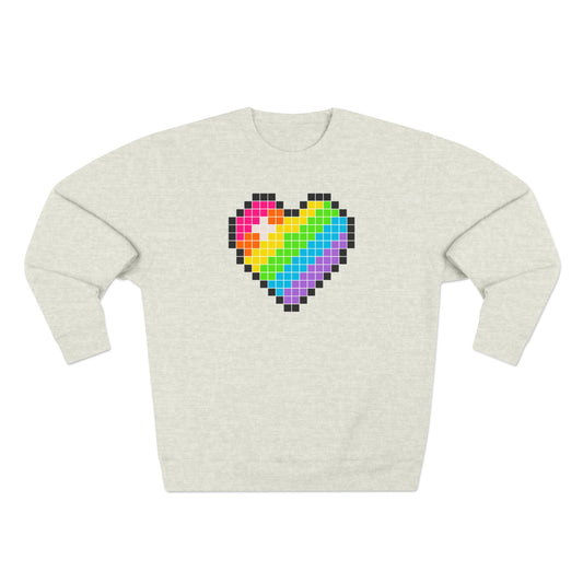 8 Bit Rainbow Heart Crewneck Sweatshirt - The Inclusive Collective