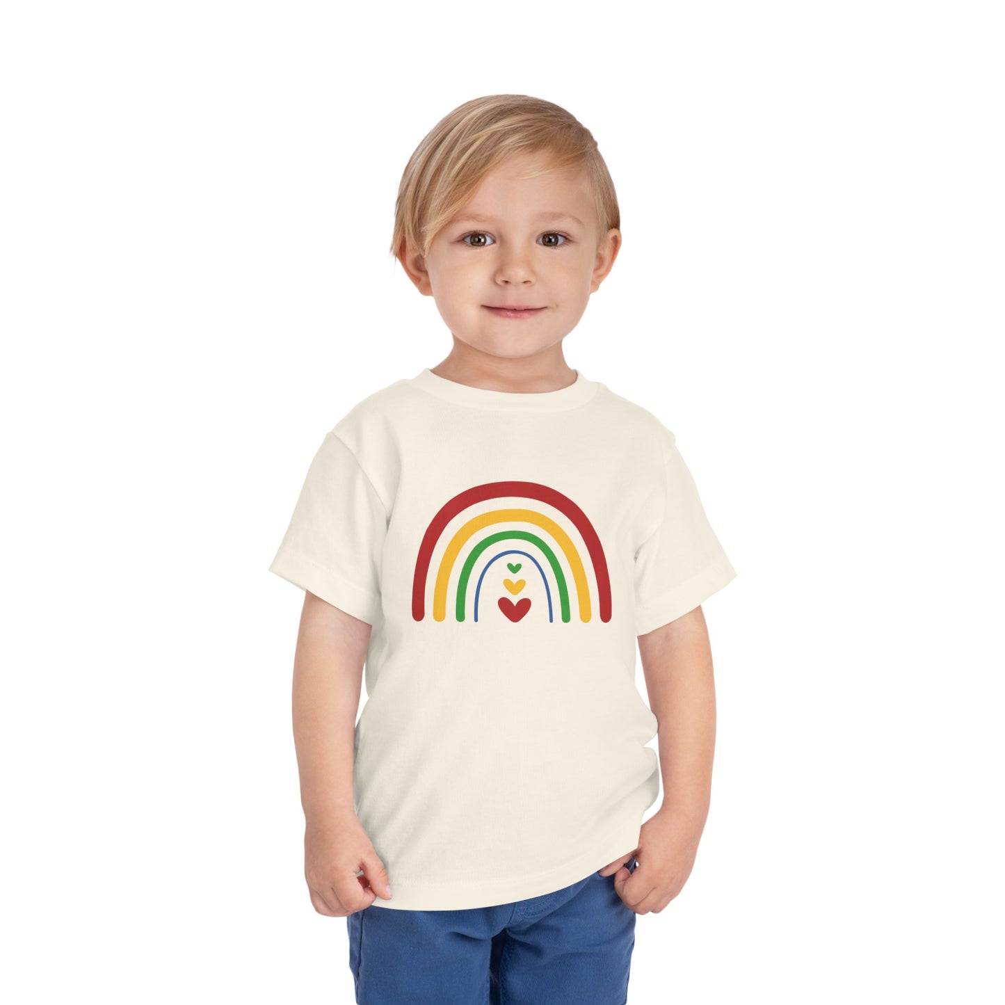 Toddler Short Sleeve Rainbow with Hearts Tee