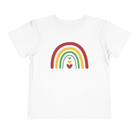 Toddler Short Sleeve Rainbow with Hearts Tee